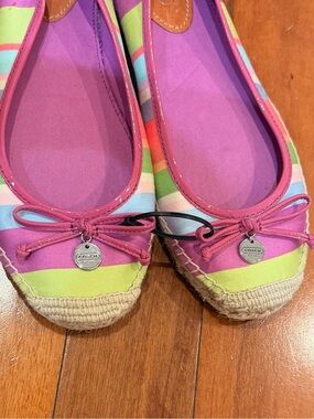 Coach Multi-Stripe Pink Trim Ballet Flats